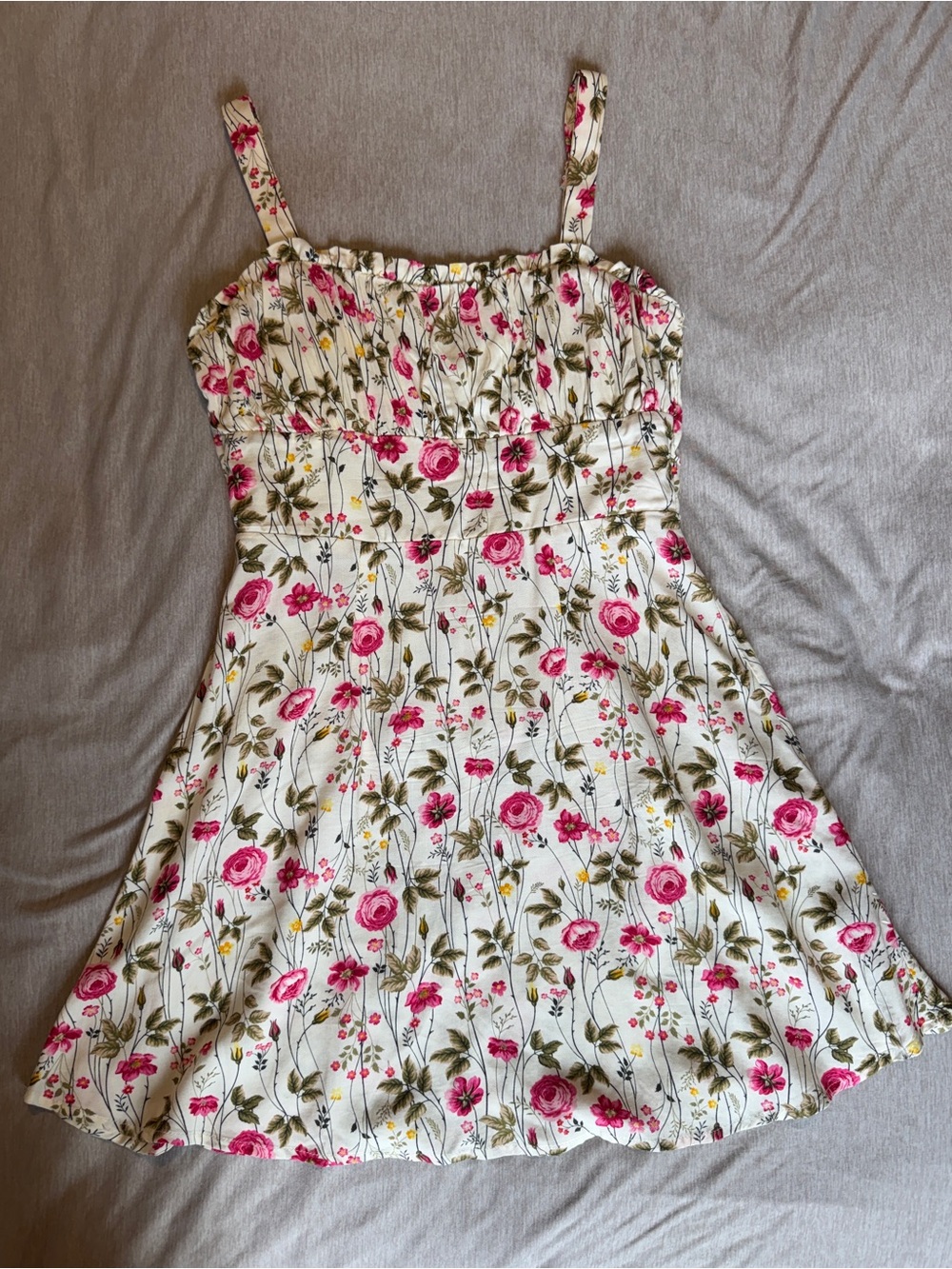 Trixxi Cream Sundress with Pink Floral Print